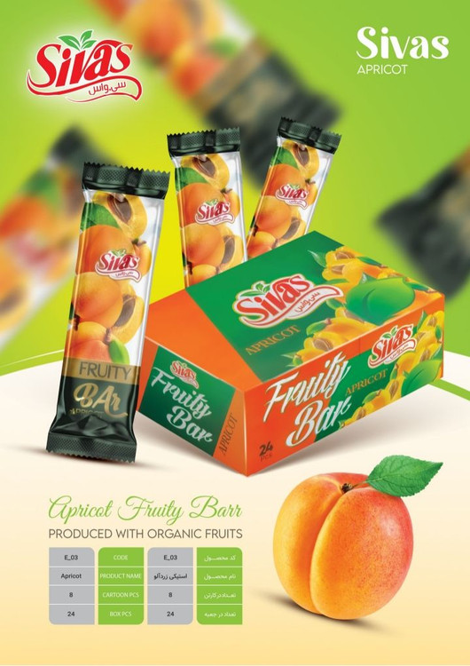 لواشک استیکی زردآلو ۲۴ عددی